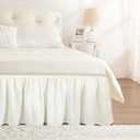 RIMELA White Bed Skirt Queen Size 15" Drop, Elastic Bedskirt for Box Spring & Adjustable Bed, Soft and Solid Fabric, Easy to Install Machine Washable Wrinkle & Fade Resistant, Warm White Dust Ruffle