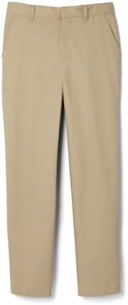 French Toast Boys' Relaxed Fit Twill Pant with Adjustable Waist in Standard Slim and Husky 12, Khaki 