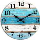 Beach Themed Blue Wall Clocks Battery Operated Silent Non-Ticking, Vintage Round Rustic Coastal Nautical Clock Decorative for Home Kitchen Living Room Office Bathroom Bedroom (10 Inch)