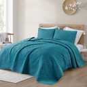 Exclusivo Mezcla California King Quilt Bedding Set, Lightweight Soft Bedspreads Coverlets with 2 Pillow Shams, Modern Teal Oversized Quilts King Size for All Seasons