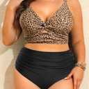 Daci Plus Size Two Piece Swimsuits - Women High Waisted Bikini Tummy Control Bathing Suits Knot Twist Swimwear 2025, 18W