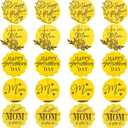 Acrylic Mirror Disc Cupcake Toppers 20 Pcs Mother's Day Cake Decorations 5 Styles Gold Flower Happy Mother's Day Engraved Cake Topper Dessert Toppers for Mom Women's Day Birthday Party Supplies