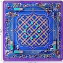 Mahjong Mat with Rules, Blue Purple American Mahjong Mat, 3MM Non-Slip Rubber Noise Reduction Mah Jongg Mat, 32.7x32.7in Rolled No Creases Waterproof Mah Jongg Table Mat for Mah Jong & Card Games
