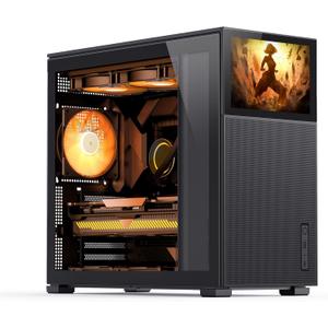 JONSBO D41 MESH SC Black ATX Computer Case with Screen, ATX PC Case Mid Tower/Support RTX 4090(335-400mm) GPU 360/280AIO,Power A-TX/SFX: 100mm-220mm Multiple Tool-Free Design,Black