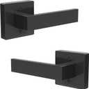 Dummy Door Handles Interior - Pack of 2, Matte Black Door Handle Single Side Lever for Closet & French Doors | Ambidextrous Square Design, Powder Coated Non-Turning and Non-Locking Handle (Dummy with Screws)