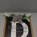 Last Name Year Round Front Door Wreath Front Porch Decoration 26 Letter Welcome Sign with Eucalyptus Garland and Bow Spring Wreaths for Front Door Outside Hanger Garland (D)