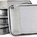 Amazon Basics 4 Piece Packing Cubes Travel Organizer Set with Double Zipper, Mesh Top, Large, Gray