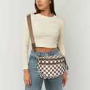 hibear Checkered Crossbody Bag Spacious Bum Bags for Women Nylon Crossbody Fanny Packs Checkered Purse Belt Wallet