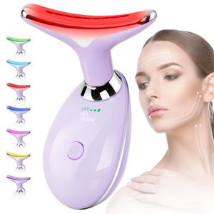 Red Light Therapy for Face, 7 Color LED Facial Light Therapy Wand for Skin Care at Home Blue Light Therapy Face Massager Tool for Neck