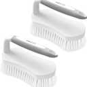Amazer Scrub Brush for Cleaning Comfort Grip Shower Scrubber Flexible Stiff Bristles with Handle Heavy Duty Cleaner Brush for Tub Sink Carpet Floor - Pack of 2 (Grey+Grey)