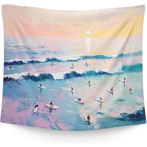 WAITPI Coastal Ocean Beach Hanging Wall Tapestry for Bedroom, Summer Coastal Surfing Ocean Beachy Wall Hanging Decor Tapestry for Home Living Room Beach House Surf Room, 50x60in