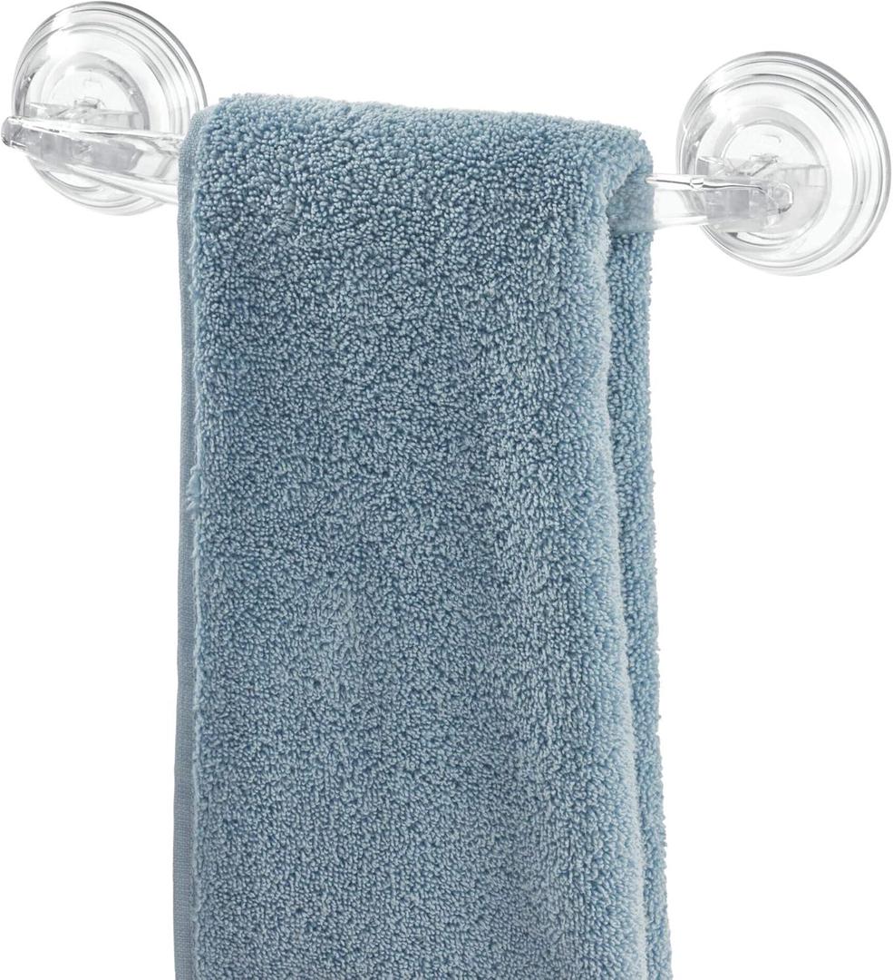 iDesign Plastic Power Lock Suction Towel Bar, Holder for Bathroom, Kitchen, Laundry Room, Mudroom