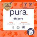 Pura Size 7 Eco-Friendly Diapers (33+lbs) Totally Chlorine Free (TCF) Hypoallergenic, Soft Organic Cotton, Sustainable, up to 12 Hours Leak Protection, Allergy UK, 3 Packs of 17 (51 Diapers)
