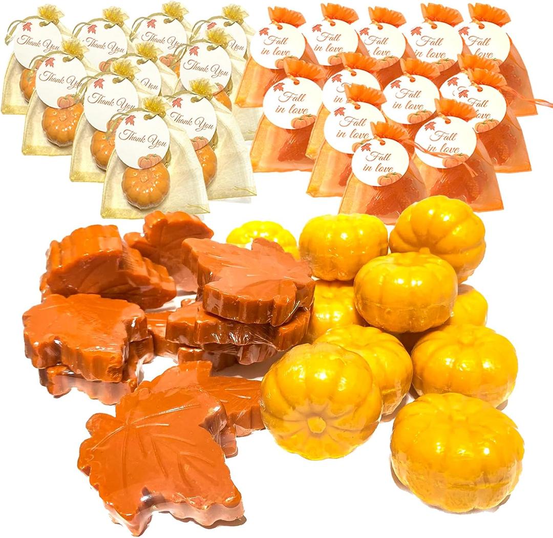 36 Sets Fall Bridal Shower Favors Maple Pumpkin Soaps Fall Wedding Decoration Fall in Love Autumn Thank You Gift Bulk with Bag Cards for Guest Women