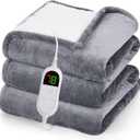 greenoak Heated Blanket Electric Twin 62"X84", Heating Blanket with 10 Heat Levels 1/2/4/6/8 Hours Auto-Off, Fleece Soft Christmas Blanket,Gifts for Grandma Seniors Mom,Misty Grey