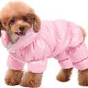 AOFITEE Dog Coat, Warm Dog Jacket, Fullbody Winter Coat Snowsuit for Dogs, Waterproof Puppy Puffer Jacket Snow Coats with Legs, Pet Fleece Vest, Cold Weather Coats for Small Dogs, Medium (Pink)
