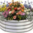 Land Guard Galvanized Raised Garden Bed Kit, Galvanized Planter Raised Garden Boxes Outdoor, Round Large Metal Raised Garden Beds for Vegetables
