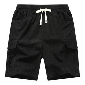 Buytop Boy's Corduroy Hiking Cargo Shorts Lightweight Kids Workout Shorts Casual Elastic Waistband Drawstring Girls Jogging Short with Multi Pockets(W1566Black-14)
