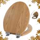 Elongated Toilet Seat Molded Wood Toilet Seat with Quietly Close and Quick Release Hinges, Easy to Install also Easy to Clean by Angol Shiold (Elongated, Original style)