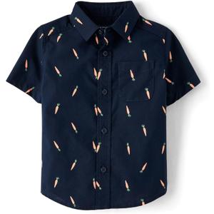 The Children's Place Baby Boys' and Toddler Poplin Short Sleeve Button Down Shirt (3T)