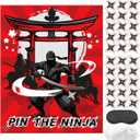 Ninja Warrior Party Games for Kids, Pin The Star on The Ninja Game for Ninja Warrior Spy Karate Birthday Party Supplies Decorations Favors