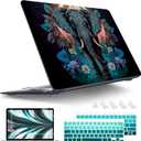 Tuiklol for MacBook Air 13 inch 2021-2018 Release M1 A2337/ A2179/ A1932 with Retina Display Touch ID, Hard Shell Case and Keyboard Cover for MacBook Air 13.3'' Cover, Cute Elephant