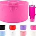 Bow Protective Silicone Boot,Compatible with Stanley Cup 20/30/40Oz,for Hydroflask Boot 12-24Oz,More Bottles with 2.95in Bottom,for Stanley Boot for Stanley Cup Accessories (Rose Red)