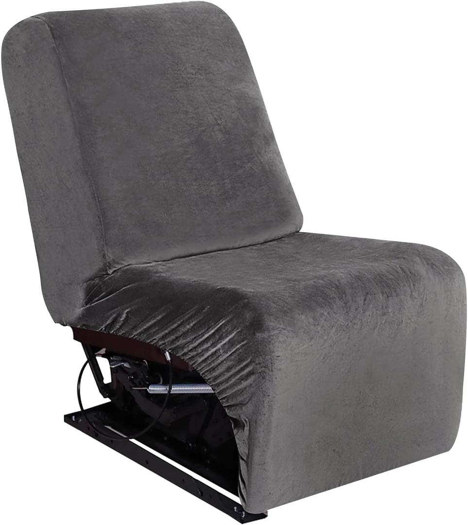 ULTICOR 7-Piece L Shape Sectional Recliner Sofa Covers, Velvet Stretch Reclining Couch Covers for Reclining L Shape Sofa, Thick, Soft, Washable (Dark Grey, 1 Additional seat)