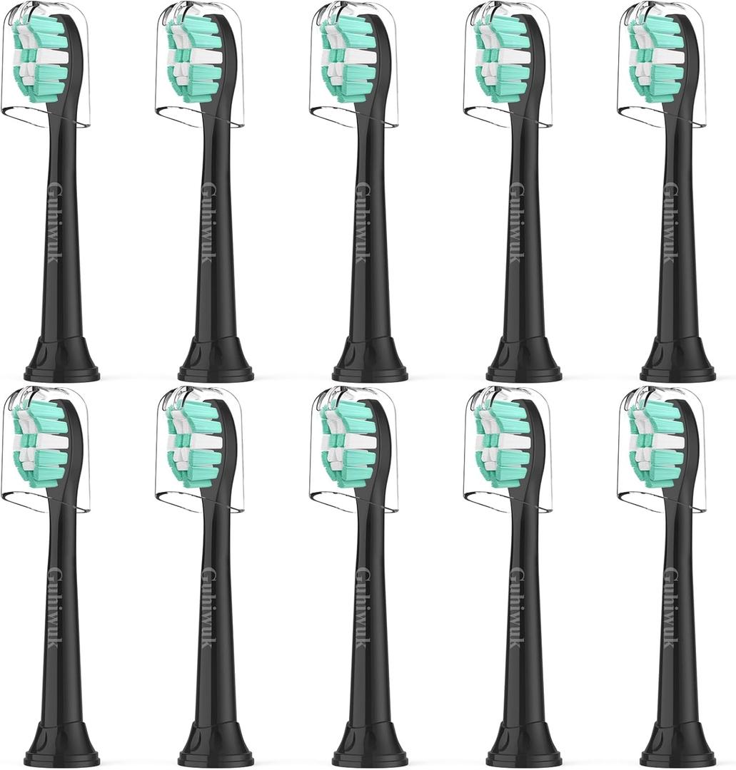 Toothbrush Heads for Philips Sonicare Replacement Heads, Replacement Brush Head Compatible with Phillips Sonicare Click-on 4100 5100 Electric Toothbrush, 10 Pack, Black