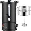 Commercial Coffee Urn 304 Grade Stainless Steel Percolate Coffee Pot Coffee Maker Hot Water Urn 1600W Hot Drink Dispenser for Catering, 8L 50-Cup