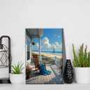 HeeBenor Framed Paint by Numbers Kit for Adults, Landscape Paint by Number with Easel, DIY Beach Oil Painting by Number, Adult Paint by Number Kits Framed Canvas for Home Wall Decor 8x12 Inch