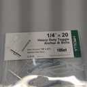 10 Pcs 1/4"-20 Toggle Bolts for Drywall, Heavy Duty Metal Strap Anchors Hold Up to 260 lbs, Wall Mounting Kit for TV, Cabinets & Shelves