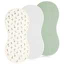 Hahafelt 3 Pcs Changing Pad Liners Fits in Peanut Shape Changing Pad Waterproof Diaper Mats Organic Cotton Peanut Mats are Warm on a Baby's Back, Washable Reusable(Bright Style,Green)