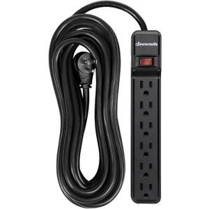 DEWENWILS 25FT Power Strip Surge Protector, 6-Outlet Strips with Low Profile Flat Plug, 15 Amp Circuit Breaker, 500 Joules, Wall Mount, UL Listed