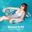 SLOOSH Pool Floats Chairs Adult,Inflatable Pool Lounge,Plant Pattern Floating Mat Hammock,Blow up Water Chairs Noodles rafts for Party Summer Water Beach Fun