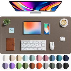 Aothia Faux Leather Desk Mat - Large Mouse Pad, Non-Slip PU Leather Blotter, Waterproof Writing Surface for Office and Home (Coffee, 40" x 24")