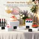 12" to 6" White Buffet Risers with Mini Sign and Makers, Large Food Risers for Buffet Table, Display Shelf Stands for Party, Catering, Dessert, Jewelry Collectibles, Nesting Cube Boxes with Hollow Bottoms Set, White(12",10",9",8",7.5",7",6.8",6")