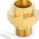 GASHER 1PC Brass Union, 3/4" NPT Male x 3/4" NPT Female Pipe Fitting