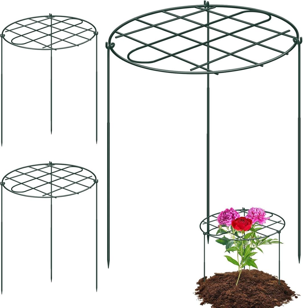 3 Pack 24 x 29.5 Inch Peony Cages and Supports Grow Through Plant Grid Support,Metal Plant Brace Support Peony Rings Hoops for Outdoor Plants Vegetables,Rose,Tomato,Orchids