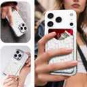 Compatible with Magsafe Wallet Magnetic Phone Card Holder for Phone Case, Cute Leather Stronger Magnetic RFID Phone Wallet for Women Men Cute Pink Bows