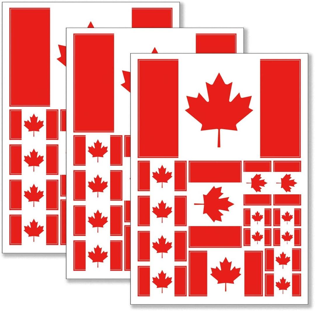 2 x QQSD Canada Flag Sticker Canadian Decal in Multiple Sizes, 3 Pack, 11.7 x 8.3 Inches