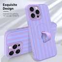 KANGHAR Compatible with iPhone 15 Pro Case, Support for MagSafe, Silicone Stripes Cute Pattern, Wristband Kickstand Camera Protection Soft Slim Cover for Girls Women -Purple
