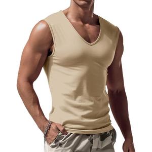 ZIWOCH Men's V Neck Tank Top Lightweight Athletic Solid Sleeveless T-Shirt, M