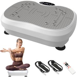 Vibration Plate Exercise Machine for Lymphatic Drainage, Whole Body Fitness Workout Equipment Stand Shake Board Sport Gym for Weight Loss Fat Burner for Women Men (White)