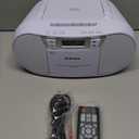 Boombox CD Player Portable, Cassette Player Combo with CD MP3 Bluetooth AUX TF USB FM Radio AC/DC Powered, Boom Box with Remote Control, Headphone Jack, Stereo Sound for Home,Kids,Gift (White)