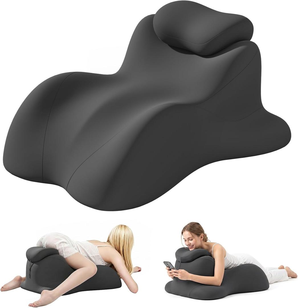 Memory Foam Wedge Pillow for Intimacy Couples, Ergonomic Support Pillow | 27 Angled Sweet Spot Positioning Pillow for Reading, Sleeping, Back Support, Neck & Waist Comfort, Washable Removable Cover, Black