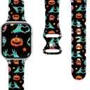 3 x Halloween Watch Bands for Apple Watch Band 38/40/41/42/44/49mm for Men Women, Silicone Waterproof Adjustable Printed Smartwatch Strap for iWatch Series 9 8 7 6 5 4 3 2 1 SE Replacement Wristband Gifts