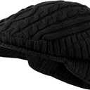 Women Winter Warm Knit Hat for Men Wool Snow Ski Caps with Visor Warm Fleece Lined Hat Soft Beanie Cap (Black)