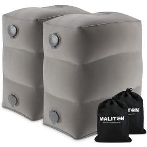 Inflatable Travel Foot Rest Pillow, Kids Airplane Bed, Adjustable Height Leg Pillow, Make a Flat Bed for Toddler, Fits for Airplane, CarGrey, 2 Pack