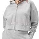 florence by mills Women's Cozy Crush Cropped Zip-up Hoodie, XL, Heather Grey